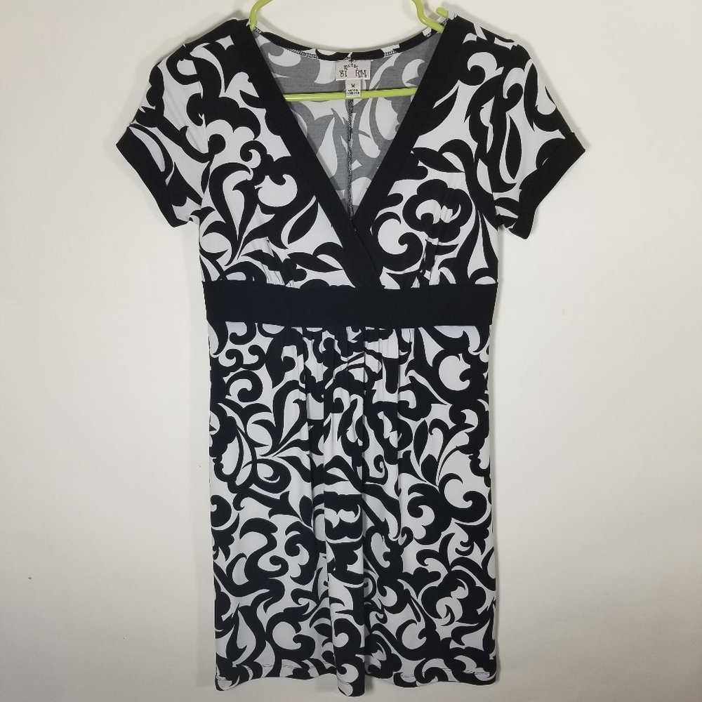 Women's Tribal Black And White Tunic Dress